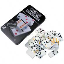 Christmas Double Six Color Dot Dominoes In Collectors Tin Box Black - Multicolor - View 7