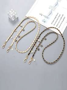 1pc Flower Pendant Gold Chain Leather Chain Phone Lanyard Crossbody Chain Phone Case Strap Shoulder Bag Replacement Chain Handbag Charm For Women - Multicolor - View 9