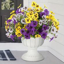 12 Stücke künstliche Blumen, geeignet für Außen-/Innenbereich Dekoration, realistische Simulationsblumen mit UV-Beständigkeit, geeignet für Außengarten, Haustür, Veranda, Balkon, Fenster Heimdekoration (gemischte Farben)