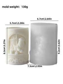 圣诞老人圆柱形硅胶模具套装，树脂浇铸模具，复古精致浮雕，适用于手工蜡烛制作、珠宝浇铸、DIY树脂工艺品、聚合物粘土、石膏、装饰品、圣诞礼物、家居装饰、圣诞装饰、房间装饰 - 白色 - 查看 7
