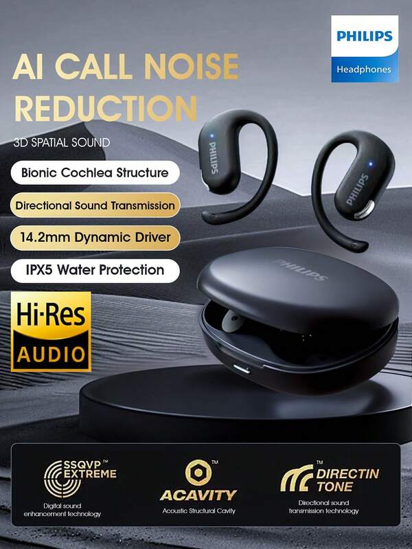  Philips Open-Ear True Wireless Earbuds,TAT2739, IPX5 Waterproof,Ideal for Sport Running Cycling, Extra-Long Battery Life