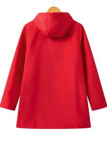 1pc Women's Outdoor Lightweight Waterproof Fabric Striped Hooded Zip-Up Long Sleeve Jacket, Spring/Summer - Redwood - View 2