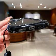 1pc 3D Wave Transparent Cream Textured Silicone Wrist Strap Phone Case Compatible With IPhone 11/12/13/14/15/16, IPhone 16/15/14/13/12/11 Pro Max, XS/XR/X/7/8/Plus, Galaxy A73 A72 A71 A70 A56 A55 A54 A53 A52 A51 A50 A36 A35 A34 A33 A32 A31 A26 A25 A24 A23 A22 A21S A20S A20 A15 A14 A13 A12 A11 A06 A16 A04E A04 A23 A03 A16 - Black - View 6