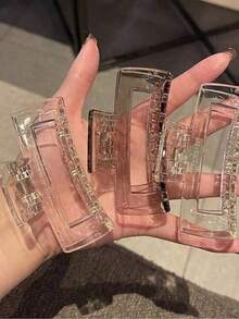 2pcs Acrylic Transparent Clasp Ladies' Versatile Hair Accessory With Elegant Style Fall Winter Hair Clip Claw Clip Hair Accessories For Women For Vacation Outfits Woman Fashion Hair Clutch