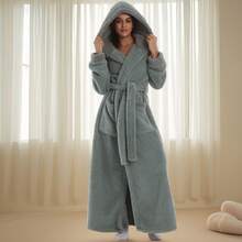 New Autumn/Winter Hooded Robe, Unisex Casual Loose Warm Fleece Bathrobe, Sleepwear, Soft Plush Long Sleeve Robe For Lounging