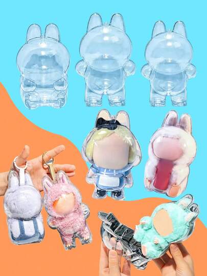 1pc Transparent Protective Case For Dolls, A Dust-Proof Protective Cover.PC Material,It Is A Safety Lock Collection Storage Box Suitable For The Fairy Series Dolls, A Backpack Accessory, Compatible With La-Bu-Bu, And The Doll Is Not Included.