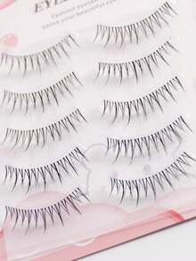 10pcs One-Piece Full Top Eyelashes: Slim, Curled, Volumizing, Natural-Looking, Skin-Friendly, Soft, Non-Irritating, With Distinct Individual Lashes To Enhance Eye Shape, Lightweight And Fluffy Strip Lashes, Lashes, Eyelashes, Fake Lashes