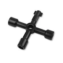 1pc Multi-Functional High Carbon Steel Key Wrench, Suitable For Electrical Cabinet, Elevator, Water Meter Valve, Cross Wrench