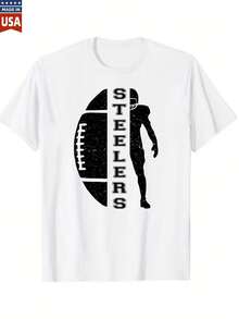 Pittsburgh Steelers Vintage Football T-Shirt  Retro Sports Graphic Tee For Men Women  Officially Licensed Team Apparel  Classic Distressed Design  Comfortable Casual Wear  USA Made Quality Cotton Shirt - 白色2 - 查看 1
