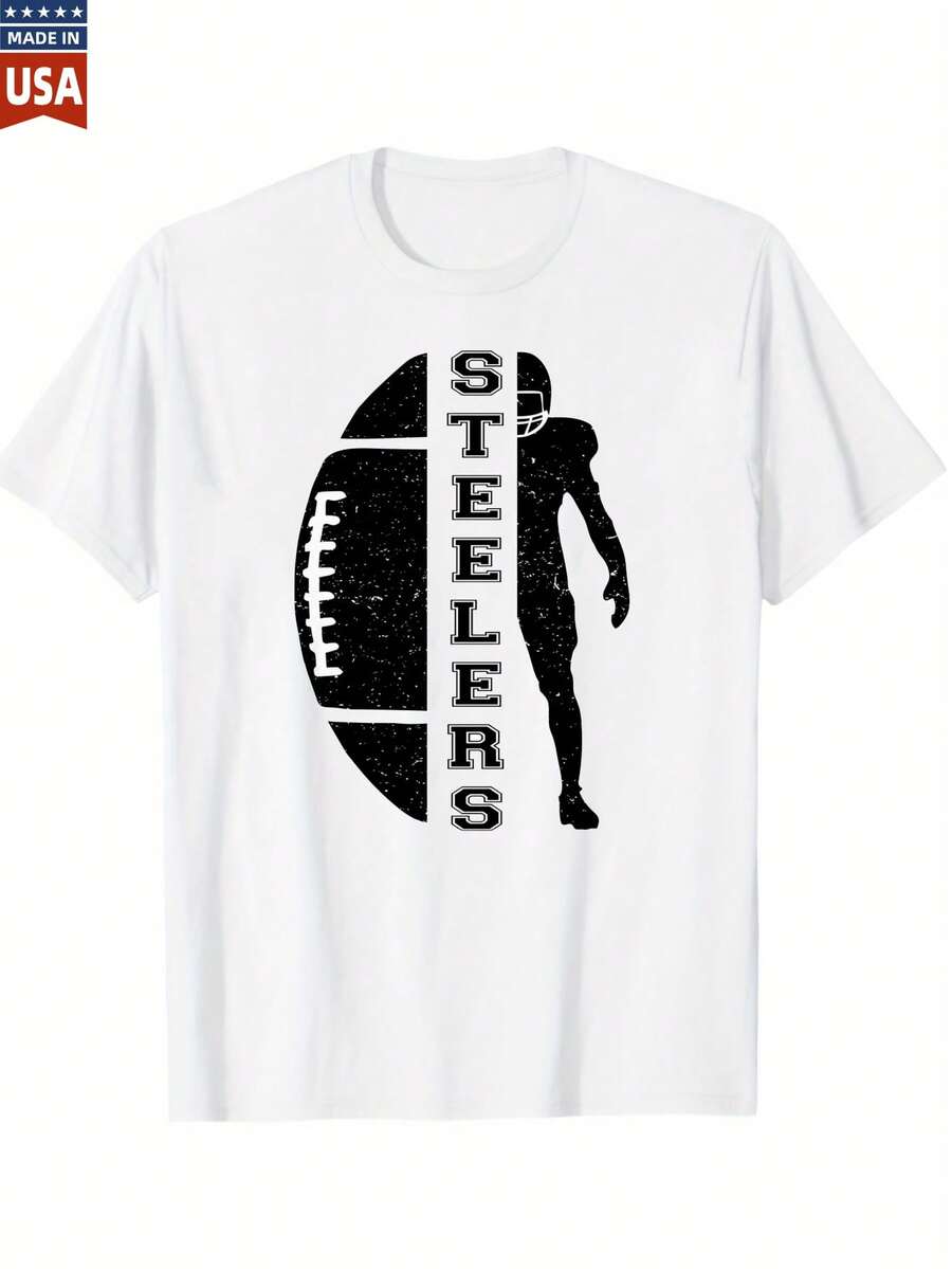 Pittsburgh Steelers Vintage Football T-Shirt  Retro Sports Graphic Tee For Men Women  Officially Licensed Team Apparel  Classic Distressed Design  Comfortable Casual Wear  USA Made Quality Cotton Shirt - 白色2 - 查看 1