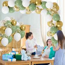 20/40pcs White, Green & Gold Balloon Set, 10inch Latex Balloons Perfect For Weddings, Birthdays, Anniversaries, Graduations & More - Multipurpose Indoor Celebration Decor, Birthday Balloons - Multicolor - View 3