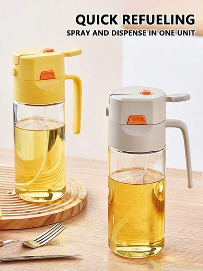 1PC High-Quality Oil Sprayer With Various Styles And Capacities To Choose From, Made Of High-End PP Material And Thickened Glass Bottle Body, With A Spray-Pour Integrated Design To Easily Control The Amount Of Oil, Suitable For Kitchen Cooking, Healthy Eating, Salad Making, Baking And Frying, Etc., With Precise Oil Control And No Oil Residue, Easy To Clean And Durable, Suitable For Families, Restaurants, Fitness Enthusiasts And Other Needs