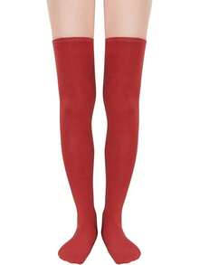Womens Thigh High Socks Striped High Knee Socks Knee High Socks For Cosplay Long Socks Over The Knee Leg Warmers - Bright Red - View 8