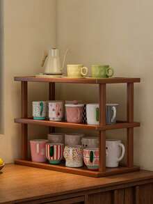 1-Piece Bamboo Multi-Tier Cup And Glassware Holder - Easy Assembly, Triangular Design Ideal For Kitchen And Dining Storage, Holds Mugs And Water Glasses - Natural Bamboo Finish, Space-Saving Home Decor And Countertop Organizer, Bamboo Kitchenware - Brown - View 5