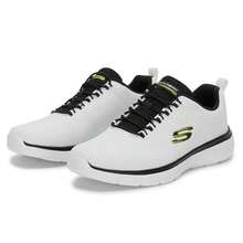 Skechers 男士轻便缓震跑步鞋、户外运动鞋、休闲运动鞋 - 白色/黑色 - 查看 5