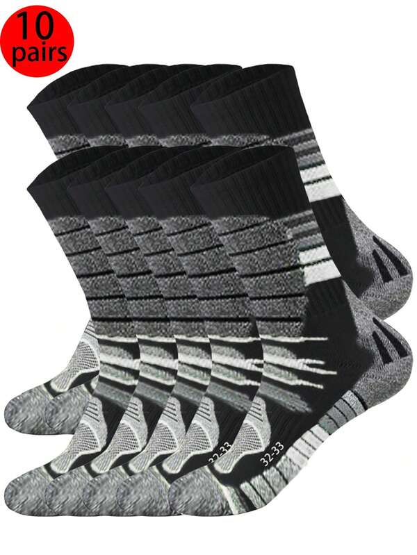 1 Pair/5 Pairs/10 Pairs Men's Knitted Mid-Calf Socks - Odor-Resistant, Moisture-Wicking, Elastic Socks, Fashionable, Casual, Comfortable, Breathable, Odor-Proof, Outdoor Sports, Running, Fitness, Cycling, Moisture-Wicking, Quick-Drying, Compression Knee Socks, Business Casual Holiday Tall Socks, Suitable For All Seasons, Mid-Calf Socks For Daily Wear, Suitable For Outdoor Fitness Sports, Adult Moisture-Wicking Quick-Drying Breathable Comfortable Mid-Calf Socks, Suitable For Housewarming Gifts