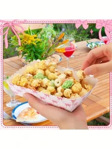 24 Peças Bandejas de Papel para Alimentos com Laço Rosa, Bandejas com Laço, Suprimentos para Festa de Aniversário, Porta-Lanches de Pipoca e Batatas Fritas, Decorações de Festa de Casamento Individuais, Adereços para Fotos com Laço Rosa, Pratos Descartáveis para Cachorro-Quente e Milho, Adequados para Festa de Aniversário, Carnaval, Banquete e Piquenique ao Ar Livre, Festa de Natal e Ação de Graças