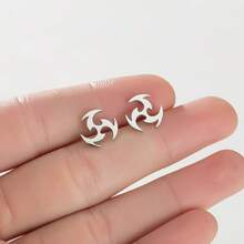 1 Pair Of Black Punk, Geometric Stud Earrings, Darts Pattern, Men's Stud Earrings