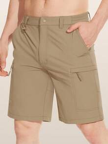 Men's Summer Quick Dry Outdoor Cargo Shorts Lightweight Waterproof Work Hiking Shorts With 5 Pockets, Khaki - Khaki - View 2