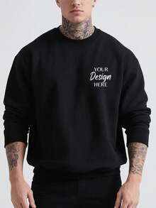 男士定制加厚圆领卫衣，可印制您自己的照片/标志，是送给情侣、家人、宠物或冬季礼物的完美之选。