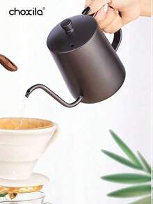 choxila 1pc Black Stainless Steel Coffee Pot, Pour-Over Coffee-Specific Kettle, Espresso Tool, Teapot, Water Kettle, 350ml/12oz & 600ml/20oz, Suitable For Daily Use, Saudi National Day Gifts, Courtyards And Coffee Shops - Coffee Maker - View 3