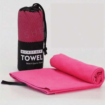 1pc/2pcs Double-Sided Microfiber Quick-Dry Sports Towel, Moisture-Wicking, Non-Stick Sand, Portable For Yoga, Swimming, Hiking, Rose Red