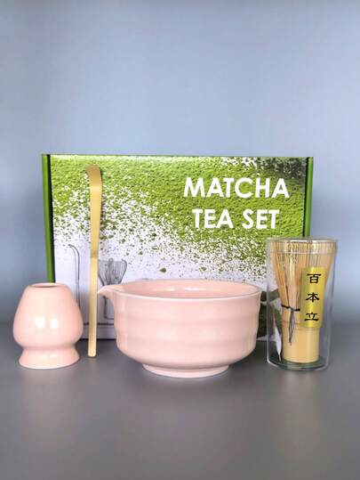 Conjunto de 4 peças de cerâmica matcha multicolorida, tigela de matcha, pincel de matcha, xícara de matcha, colher de chá e tigela de chá, preparação de matcha, preparação de sobremesas, conjunto de utensílios para fazer chá, caixa de presente japonesa para pedidos de chá, conjunto de utensílios para fazer chá matcha da dinastia Song, conjunto de presentes de Natal