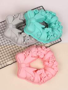 1pc Christmas Bow Wreath Silicone Cake Mold - Versatile Baking & Dessert Mold For DIY Pastries, Mousse, And More - Perfect For Holidays Like Christmas, Easter, Valentine's, Thanksgiving Christmas Christmas Decorations Christmas Pajamas Christmas Gifts Christmas Decor