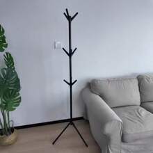 1pc White 9-Hook Floor Standing Coat Rack, Minimalist Single Rod Bedroom Clothes Hanger - No Installation Required, Sturdy Household Clothing/Hat/Bag/Towel Hooks With 360° Rotating Hooks, Free-Standing Coat Rack, Size: 62.3*19.69in, Daily Balanced Garment Hanging - Multicolor - View 7