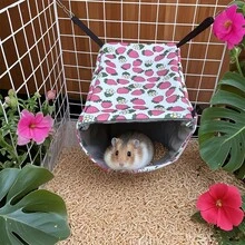 Small Animal Hideaway& Hammock, Cozy House With Roof For Small Pets To Sleep And Hide - Washable Pet Cave& Hideout Corner, Hanging Hammock Hideout Bed, Cage Accessories For Guinea, Hamster, Rat, Glider, Squirrel, Ferret, Kitten, Squirrel, Chinchilla