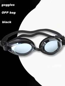 A Set Of Comfortable And High-Quality PC Lens Swimming Goggles, Equipped With Double Sealing Rings, Elastic Silicone, And Waterproof Function, Suitable For Both Men And Women Swimming (Including Waterproof Earplugs) - Black - View 1