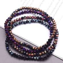 4pcs/Set Engraved Glass Bead Elastic Bracelets, AB Effect Glass Beads, Multi-Color Green & Blue Handmade Beaded Bracelets - Glass Bracelet - View 25