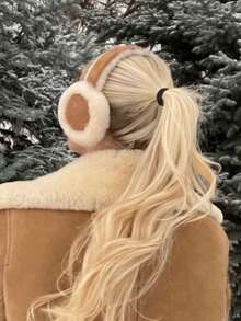1pc Women's Foldable Ear Muffs In Multiple Colors, Winter Warm Outdoor Windproof Ear Covers, Ear Bag, Festival Gift, Suitable For Daily Wear Fall - Brown - View 1