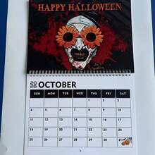 2026 Horror Calendar With Pennywise-Inspired Pennywise Clown & IT Design - Terror-Themed Monthly Planner With Red Lettering & Iconic Pennywise Face - Durable A4 Calendar For Home/Office Decor, Gothic Horror Fans Gift (January-December 2026) - English Language Dated Calendar With Bold Red & Black Cover, Sturdy Binding, Daily Use Planner For Horror Movie Fans & Collectors