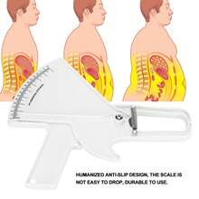 Regla de medición de grasa corporal blanca, dispositivo de medición de grasa corporal, calibrador de grasa cutánea profesional de doble resorte y cinta métrica, puede medir con precisión la grasa corporal y la forma del cuerpo. - Blanco - Ver 9