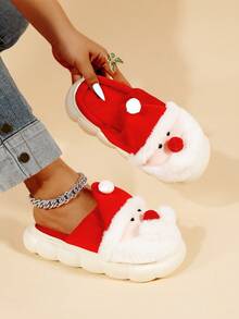 2025 Nouvelles Pantoufles en peluche du Père Noël pour l'automne/hiver, pantoufles d'intérieur chaudes unisexes