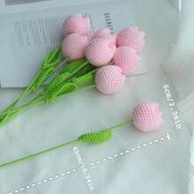 1件/套手工钩编花束（不含包装材料），手工鲜花，DIY花束，包含多头铃兰、马蹄莲、尤加利叶、郁金香和玫瑰，适合春夏装饰、家居装饰、返校季、情人节、感恩节、婚礼、派对，也可作为礼物送给爱人、朋友、家人、亲人。 - 粉色 - 查看 7