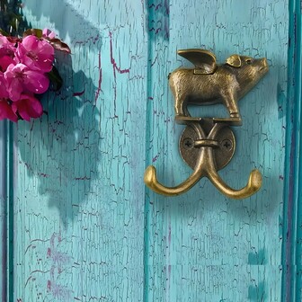 8/4/1pc Cute Flying Pig Hook, European Vintage Decorative Hook, Door Hook, Whimsical Winged Pig Design, Easy To Install, Polished Metal, Used For Kitchen, Bathroom, Bedroom Coat, Hat And Towel Hanger, Garden Hook.