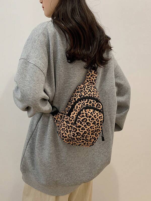 Mini Solid Color Minimalist Luxury Corduroy Leopard Print Chest Bag