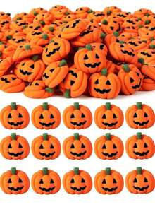 5/10/20/30pcs Halloween Resin Charms Pumpkin, DIY Mini Flatback Decorations, Grimace Smile Pumpkin Miniature For Halloween Party, Phone Case, Fridge Table Decors,Material For Halloween Party Craft Table Scatter Decors