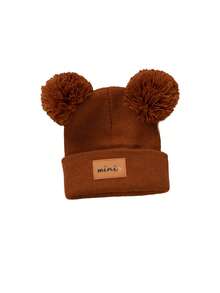 1/2/3件双绒球婴儿针织帽纯色羊毛钩针帽毛绒球儿童套头帽冬季保暖儿童无檐帽 - 彩色 - 查看 29