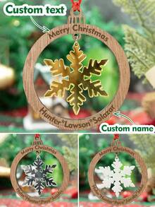 LICVIC Custom Christmas Decorations With Name, Personalized Christmas Tree Decorations, Customized Christmas Ornaments, Customizable Text Christmas Gifts, Wooden Snowflake Pendant, Diy Ornaments, Christmas, Party Decorations, Living Room Decor, Bag Charms, Garden, Room Decor, Boys, Girls, Mom, Dad, Family - Style a - View 1