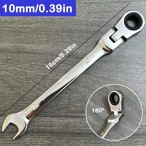Chromium Vanadum Steel Multi-Function Ratchet Wrench Tool - 180-Degree Rotating Dual Head, Industrial Grade Double Torque Design With Ergonomic Grip, 72-Tooth Precision Automotive Repair Kit