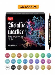 Double Headed Metal Marker Pen, 12 Colors, 24 Colors, 36 Colors Set, Greeting Card Holder, DIY Graffiti Painting Calligraphy Pen