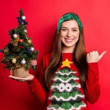 3Pcs Christmas Headbands For Women, Snowflake Santa Snowman Xmas Tree Holiday Knot Hair Hoops, Festive Gift Hair Accessory (Green)