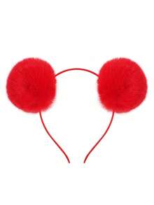 1pc/6pcs Cute Furry Ball Headband, Sweet Children Hair Accessories, Suitable For Autumn/Winter Parties, Holidays, School Events