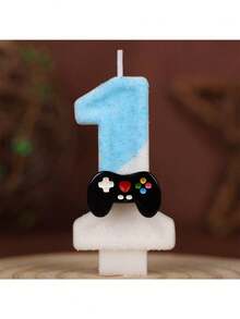 1Pc Gamepad Themed Number Candle (0-9), Glitter Game Controller Birthday Cake Candle, Creative Digital Candles For Birthday/Wedding Anniversary Party Decoration Supplies