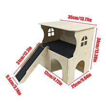 Hamster Wooden House, Small Animal House, Cage Accessories, Easy-Install Bed, Guinea Pig Habitat