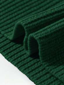 EAVA Fall/Winter Korean Style Minimalist Sweater Round Neck, Elegant Loose Fit Versatile Bell Sleeves Side Slit Pullover Knitwear For Women,Valentine's Day,Valentine Outfits For Women,Valentine Clothes - Green - View 9