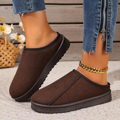 Winter 2024 Neue Auslandshandelswaren Uggs Damen Samt warm dicke Sohlen ohne Absatz geschlossene Zehen Wolle Halbschuhe